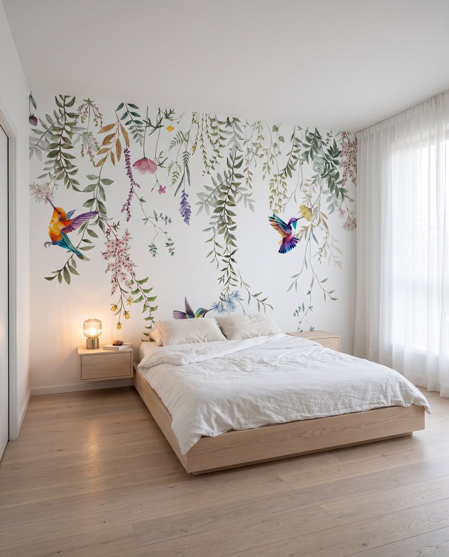 Kolibries onder bloemenslingers — interieur 2