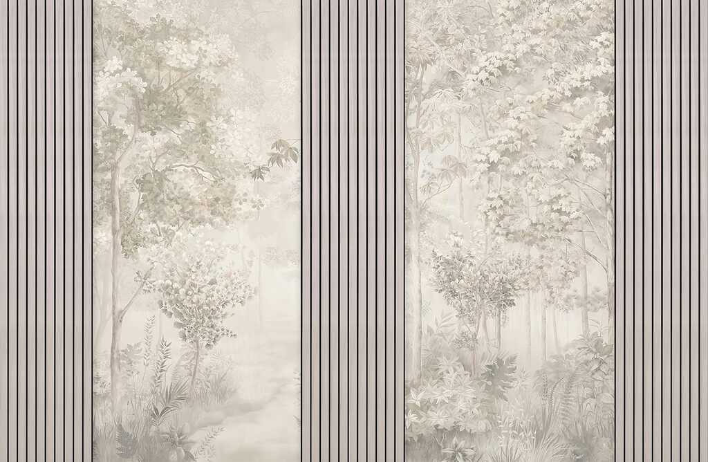 Bosprent tussen verticale latten — volledig ontwerp