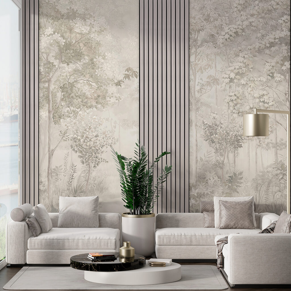 Bosprent tussen verticale latten — interieur 1