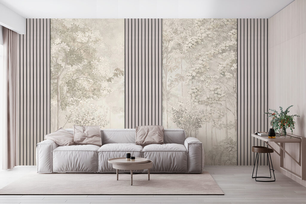 Bosprent tussen verticale latten — interieur 2