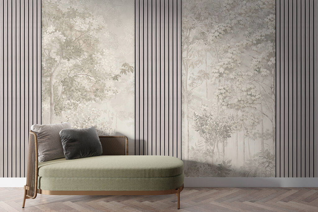 Bosprent tussen verticale latten — interieur 3