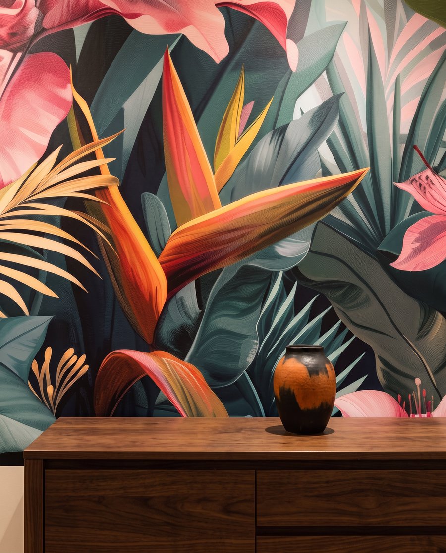 Roze bloemen in bladschaduw — interieur 5