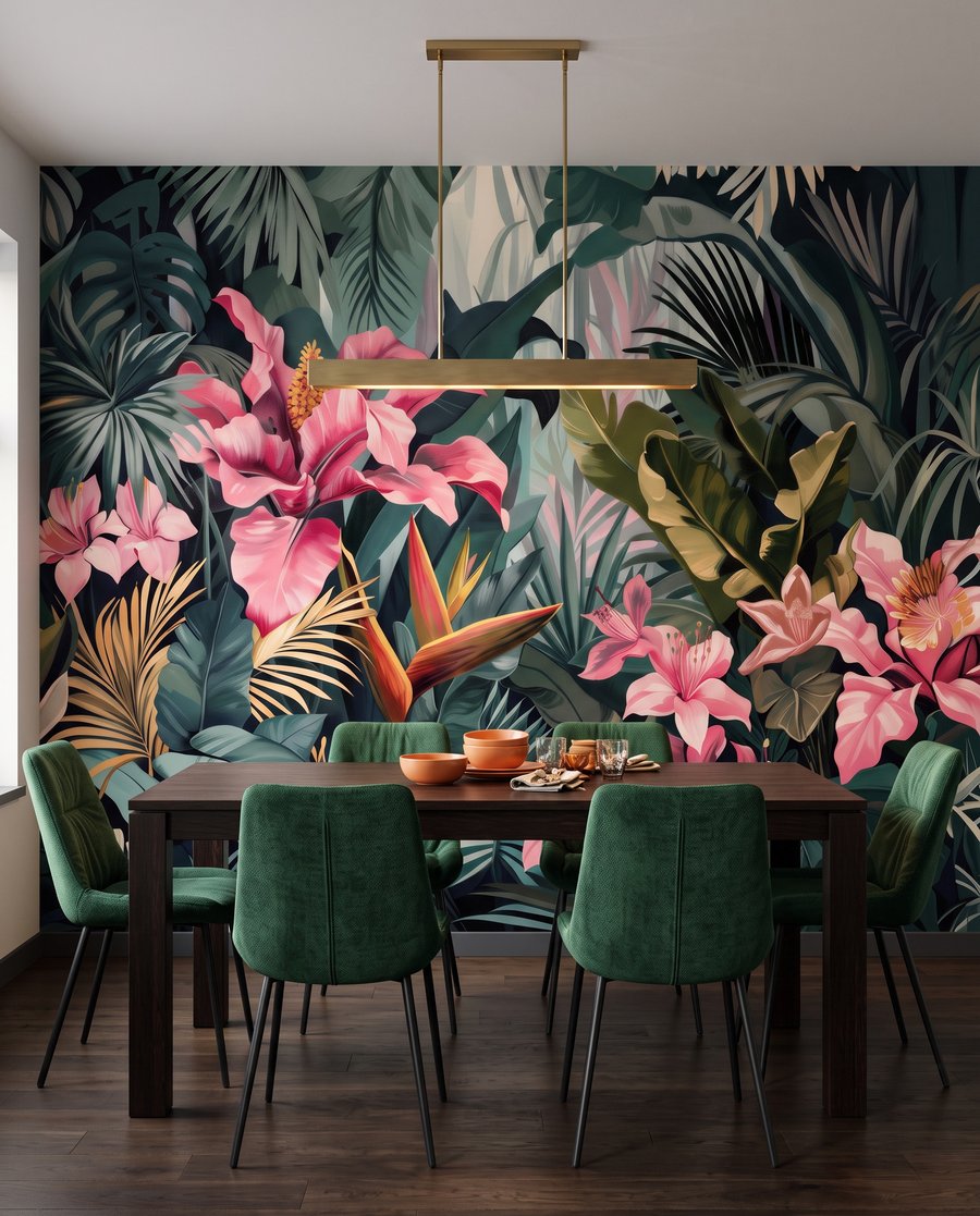 Roze bloemen in bladschaduw — interieur 6
