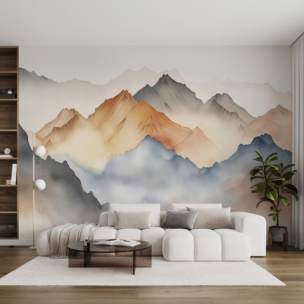 Bergen in warme waterverf — interieur 2
