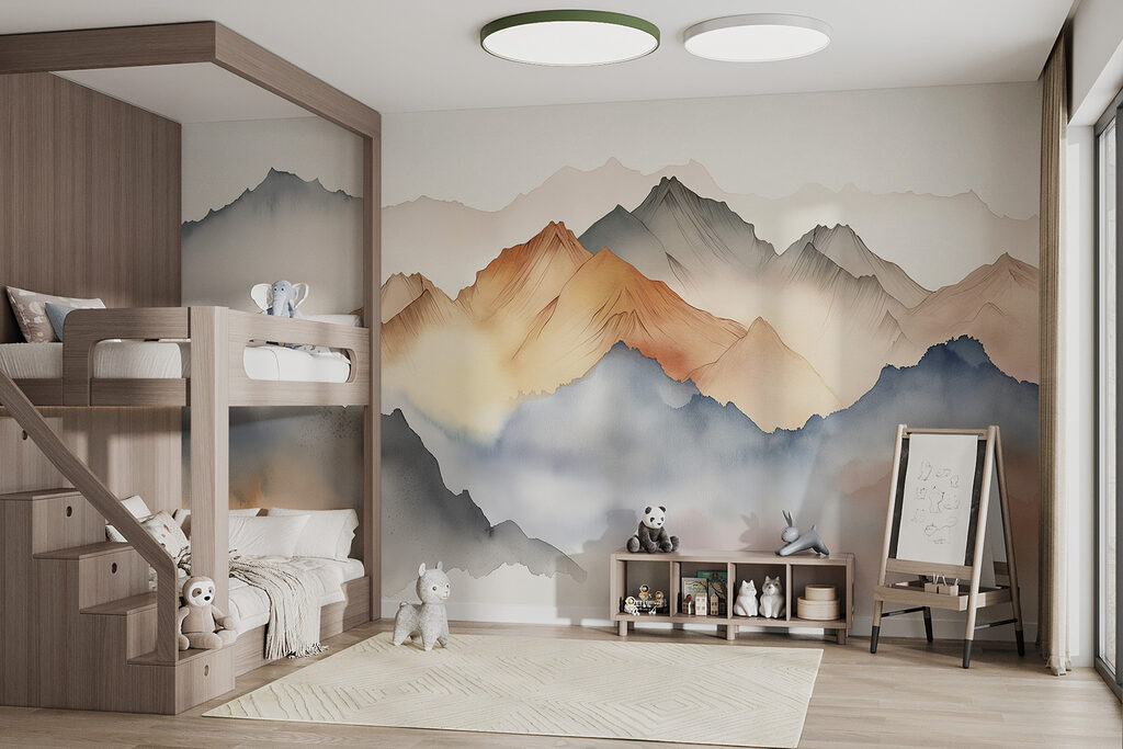 Bergen in warme waterverf — interieur 3