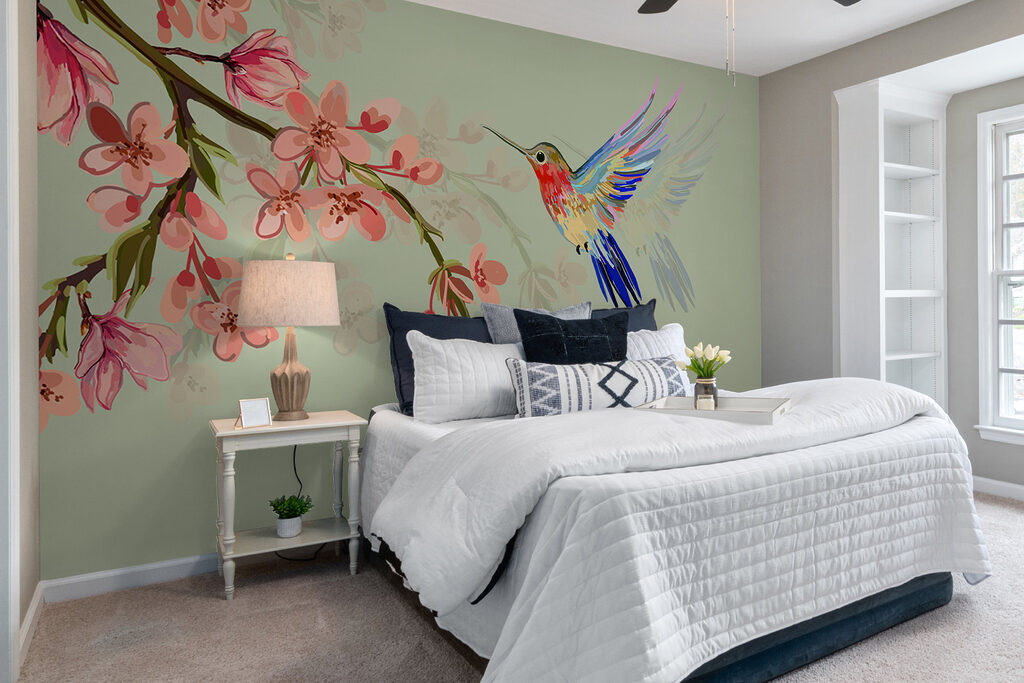 Kolibrie voor roze bloesem — interieur 1