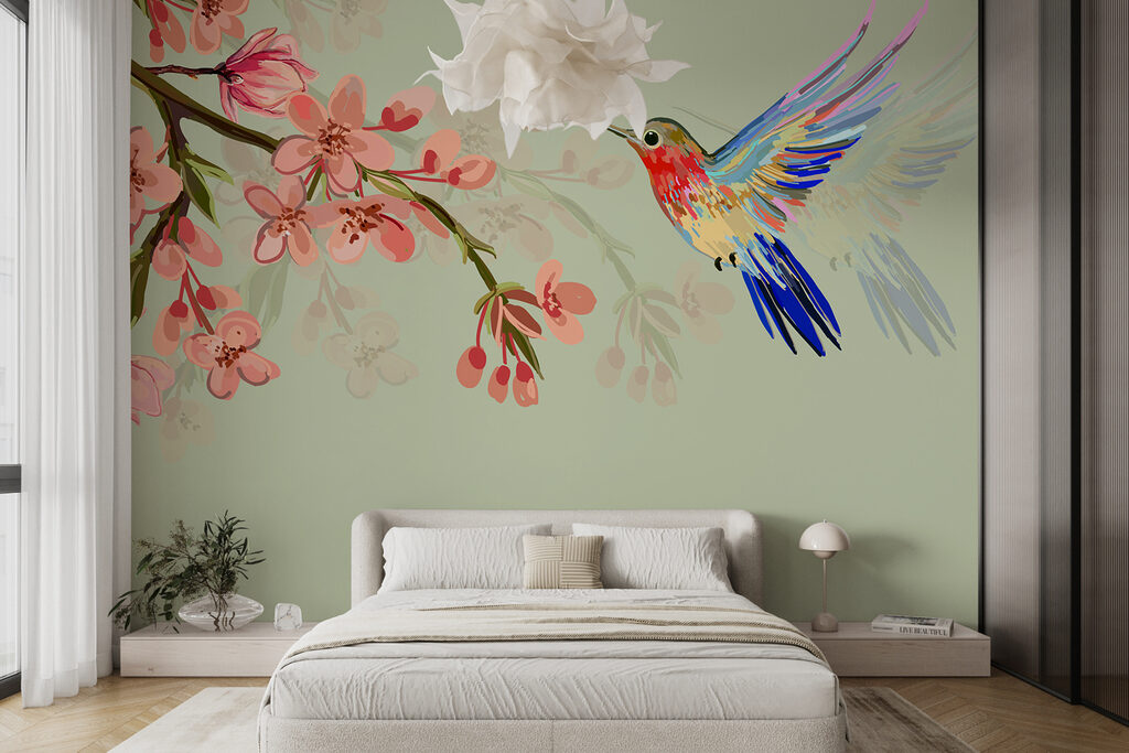 Kolibrie voor roze bloesem — interieur 2