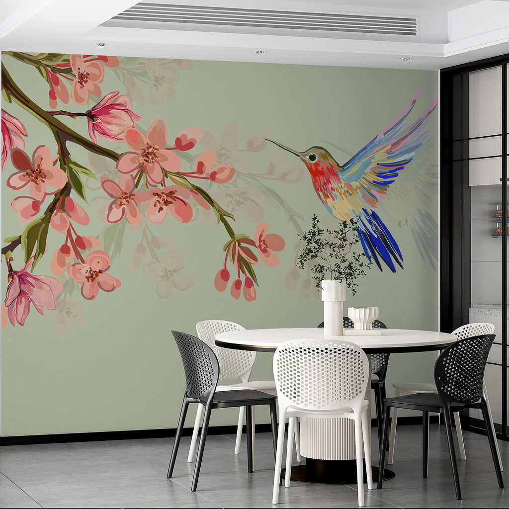 Kolibrie voor roze bloesem — interieur 3