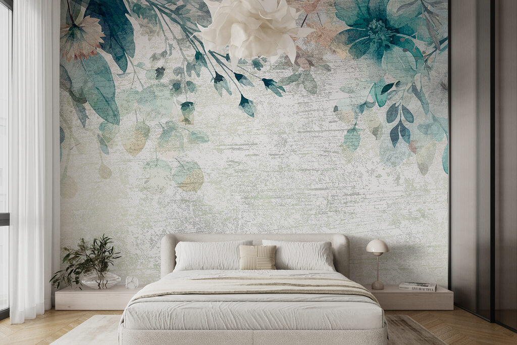 Een schilderij van bloemen en bladeren — interieur 1