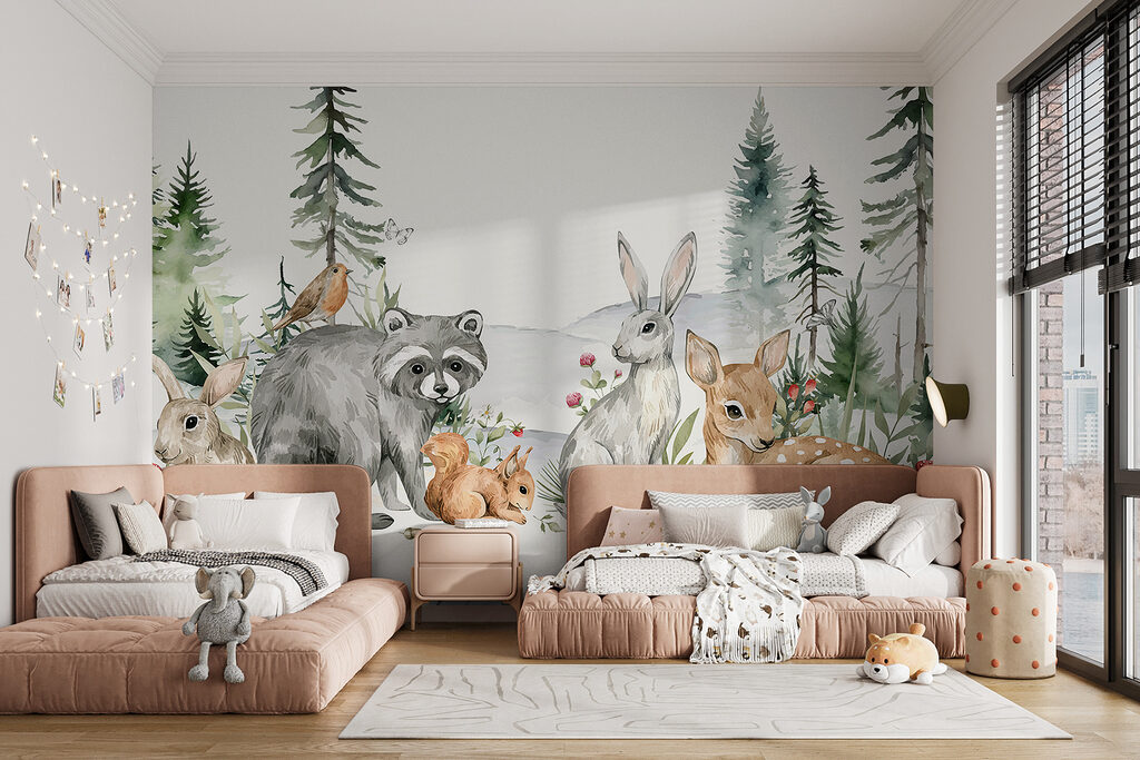 Jonge bosdieren bij dennentakjes — interieur 2