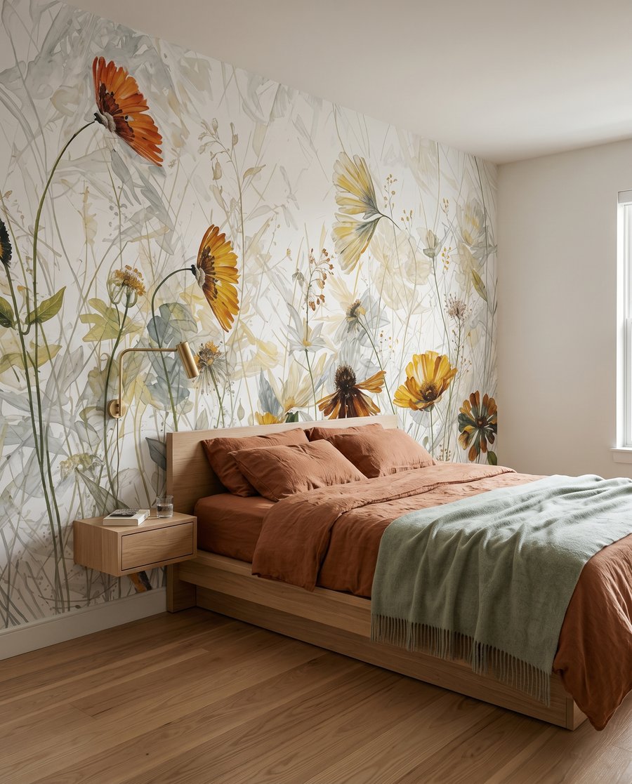 Gele bloemen tegen licht in een interieur