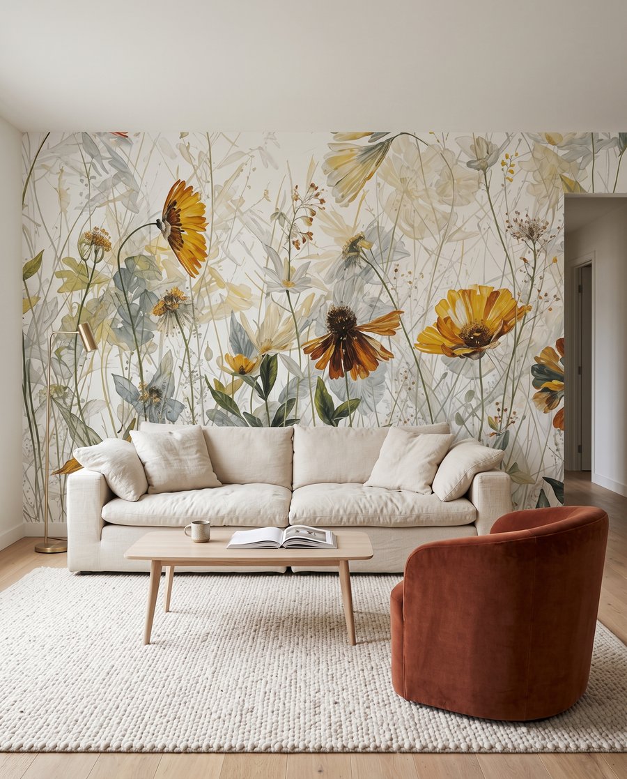 Gele bloemen tegen licht in een interieur