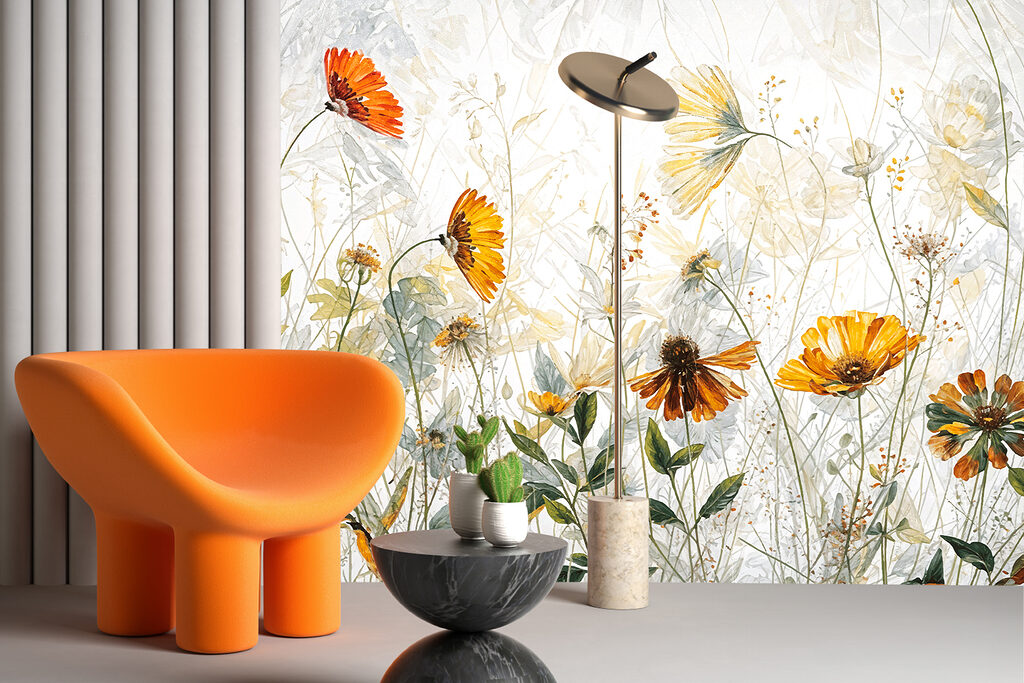 Gele bloemen tegen licht — interieur 4