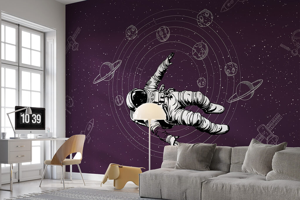 Astronaut zweeft tussen planeetbanen — interieur 2