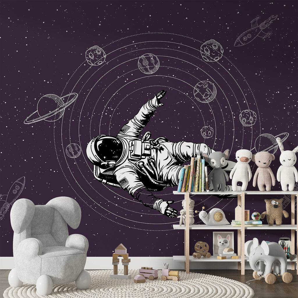 Astronaut zweeft tussen planeetbanen — interieur 3