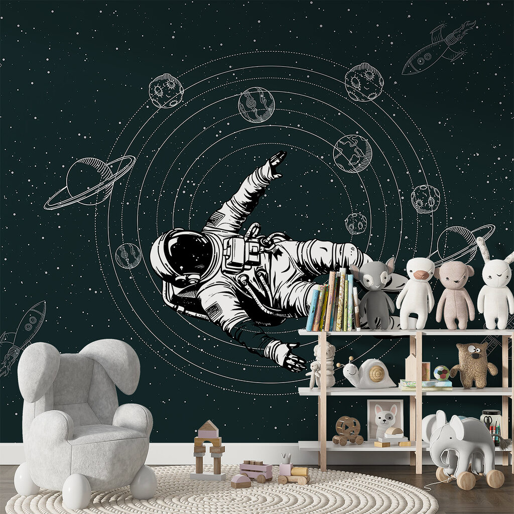 Astronaut zweeft tussen planeetbanen — interieur 3