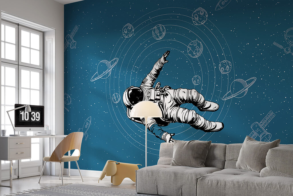 Astronaut zweeft tussen planeetbanen — interieur 2
