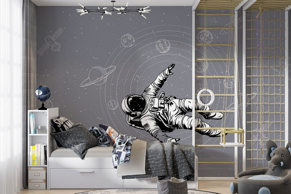Astronaut zweeft tussen planeetbanen — interieur 1