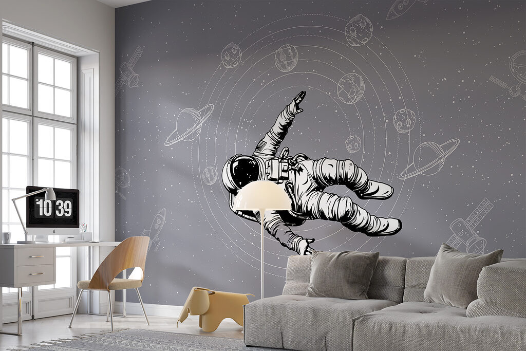 Astronaut zweeft tussen planeetbanen — interieur 2