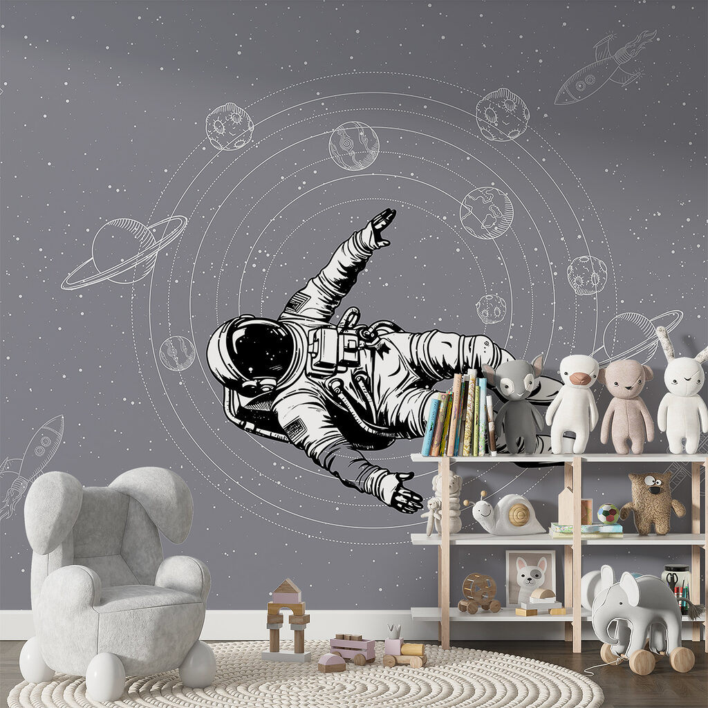 Astronaut zweeft tussen planeetbanen — interieur 3