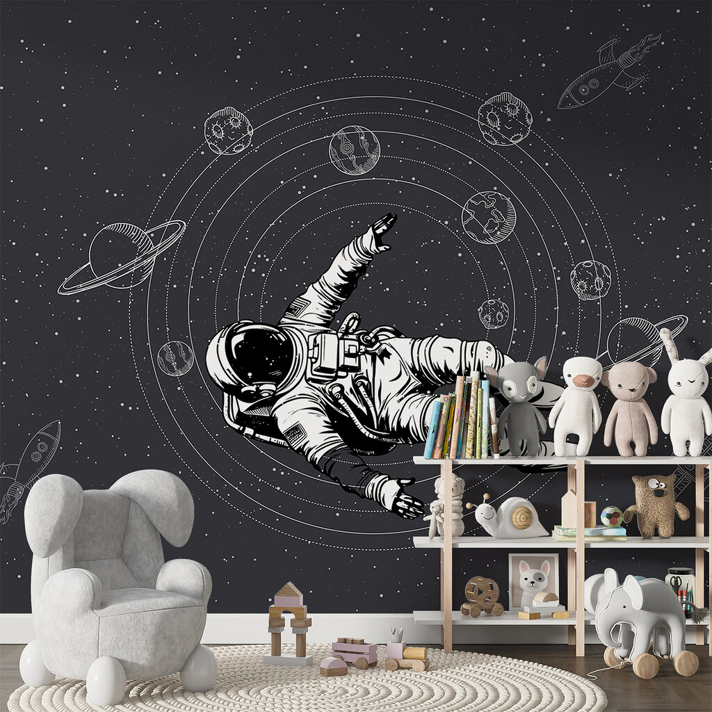 Astronaut zweeft tussen planeetbanen — interieur 3