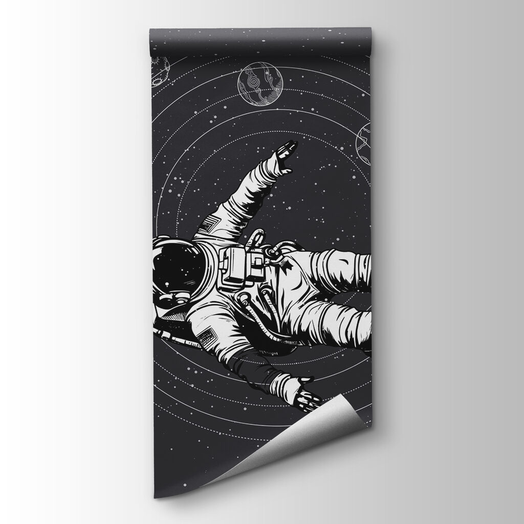 Astronaut zweeft tussen planeetbanen — productweergave