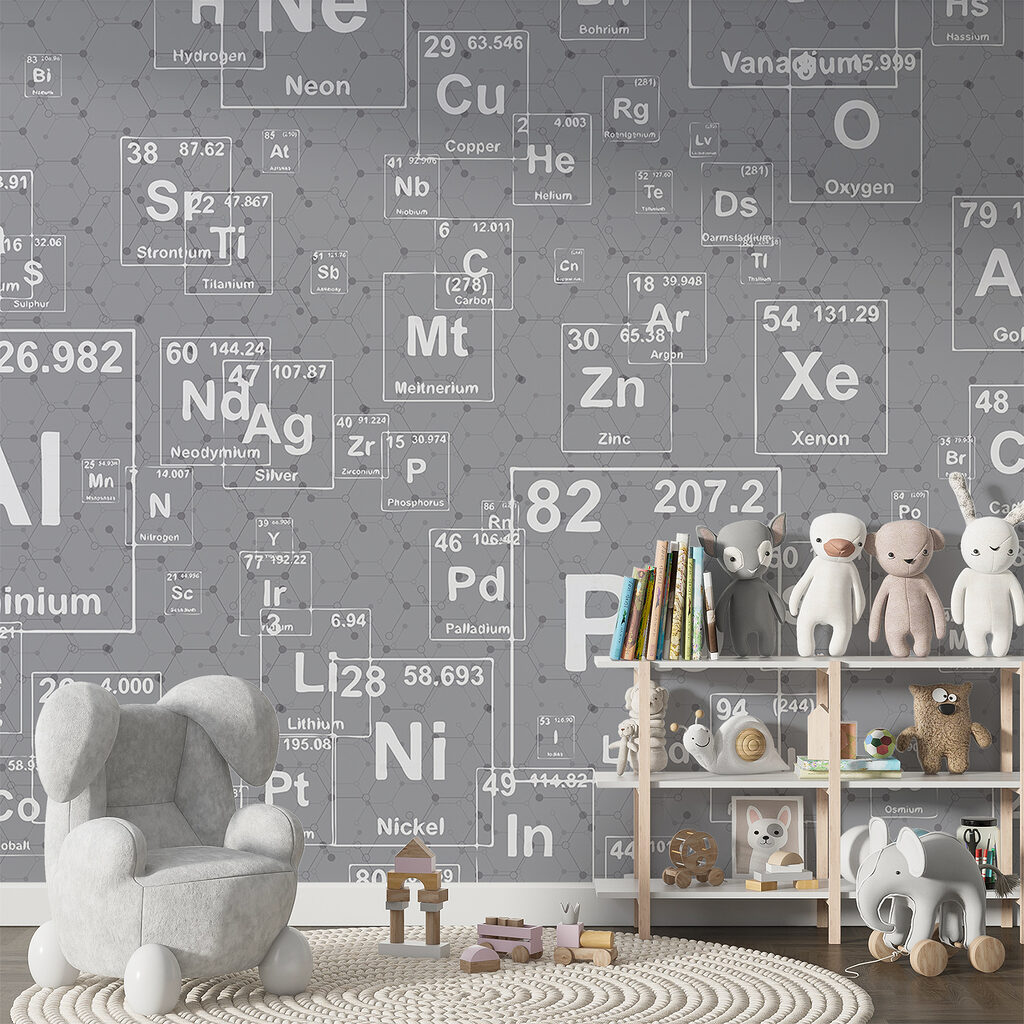 Elementen op grijs krijtbord — interieur 2