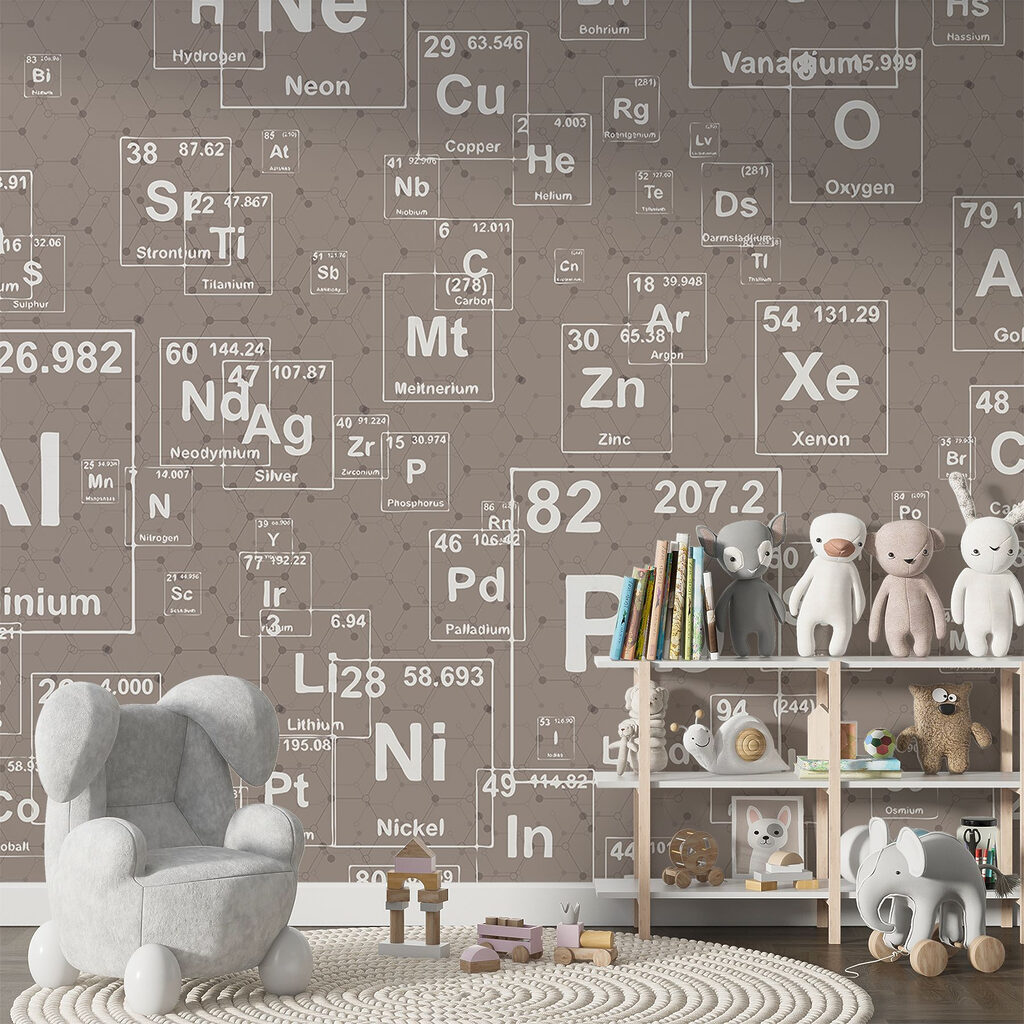 Chemische symbolen op patina — interieur 2