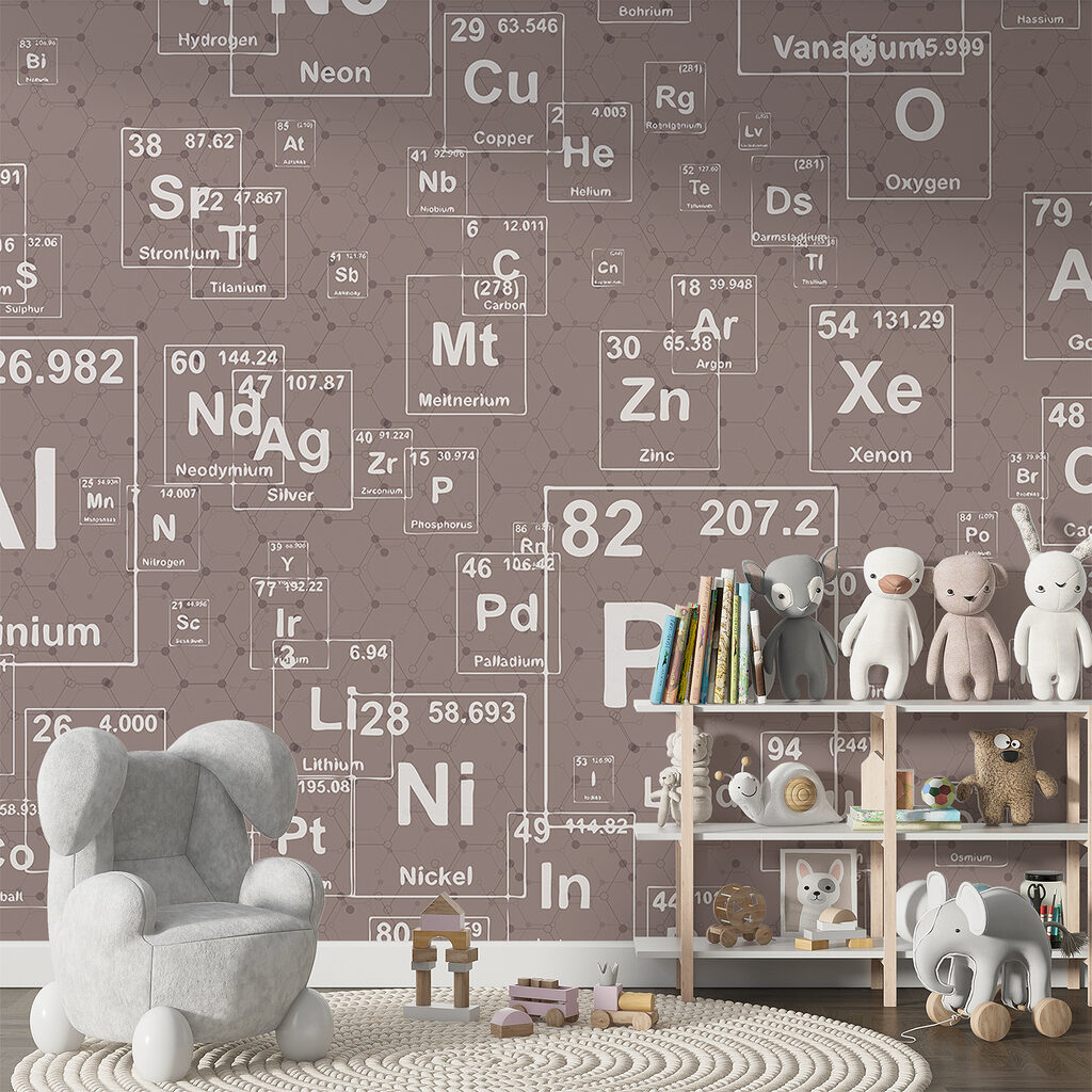 Chemische symbolen op patina — interieur 2
