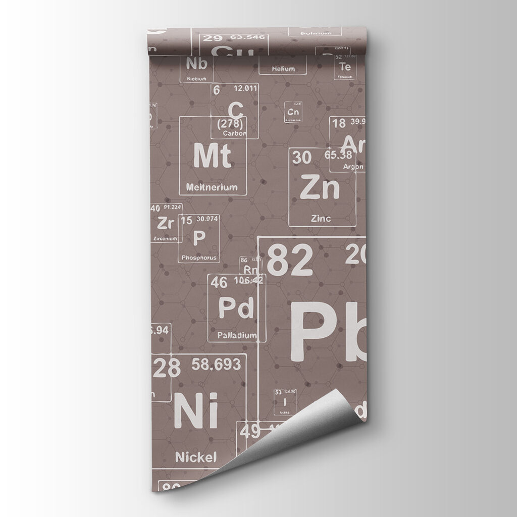 Chemische symbolen op patina — productweergave