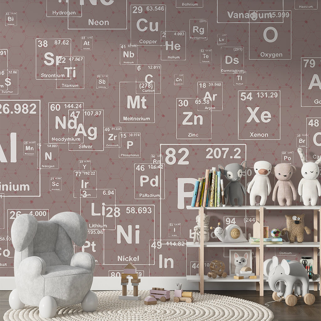 Chemische symbolen op patina — interieur 2