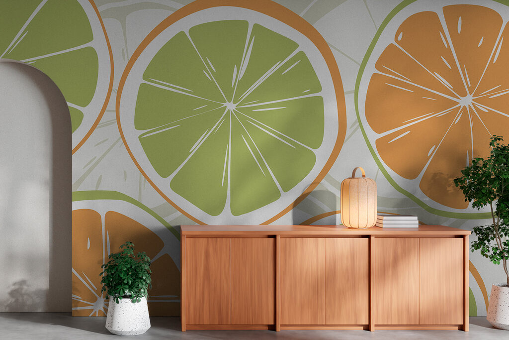Citrusschijfjes in vrolijke herhaling — interieur 1