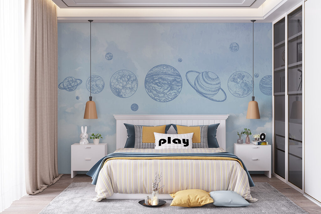 Planeten boven blauwe wolken — interieur 1