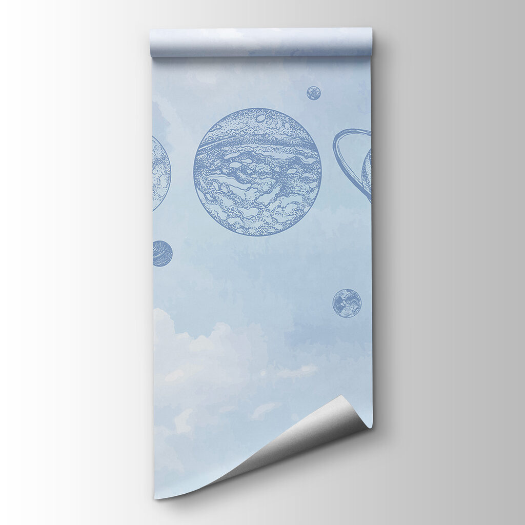 Planeten boven blauwe wolken — productweergave