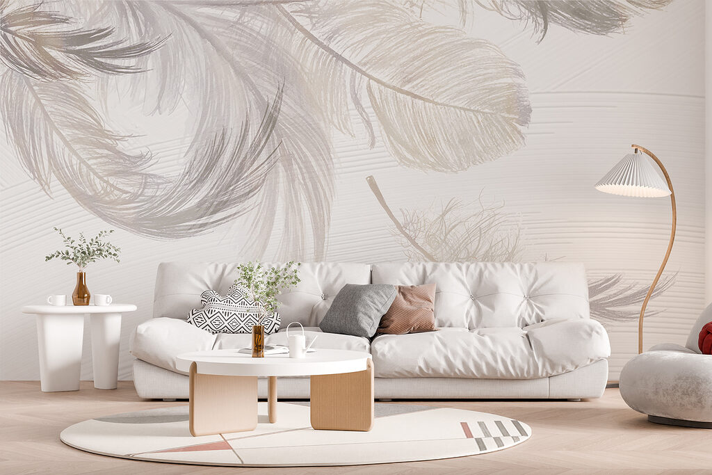 Een groep witte veren — interieur 2