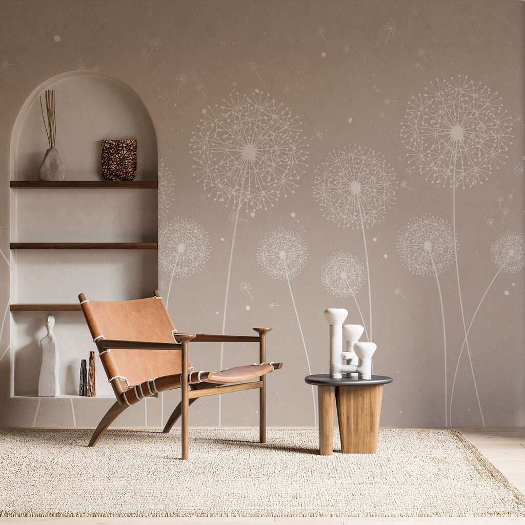 Witte pluisbollen op zandkleur — interieur 2