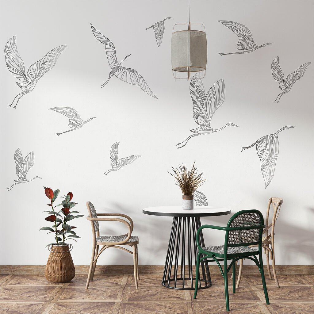 Kraanvogels in fijne lijnen — interieur 2
