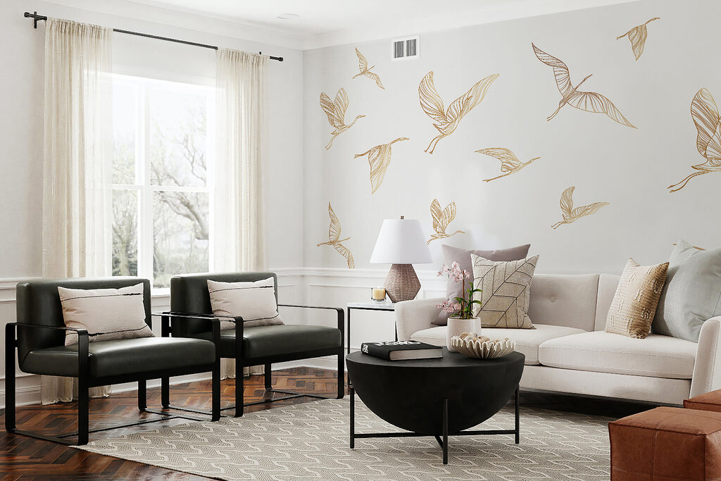 Kraanvogels in fijne lijnen — interieur 2