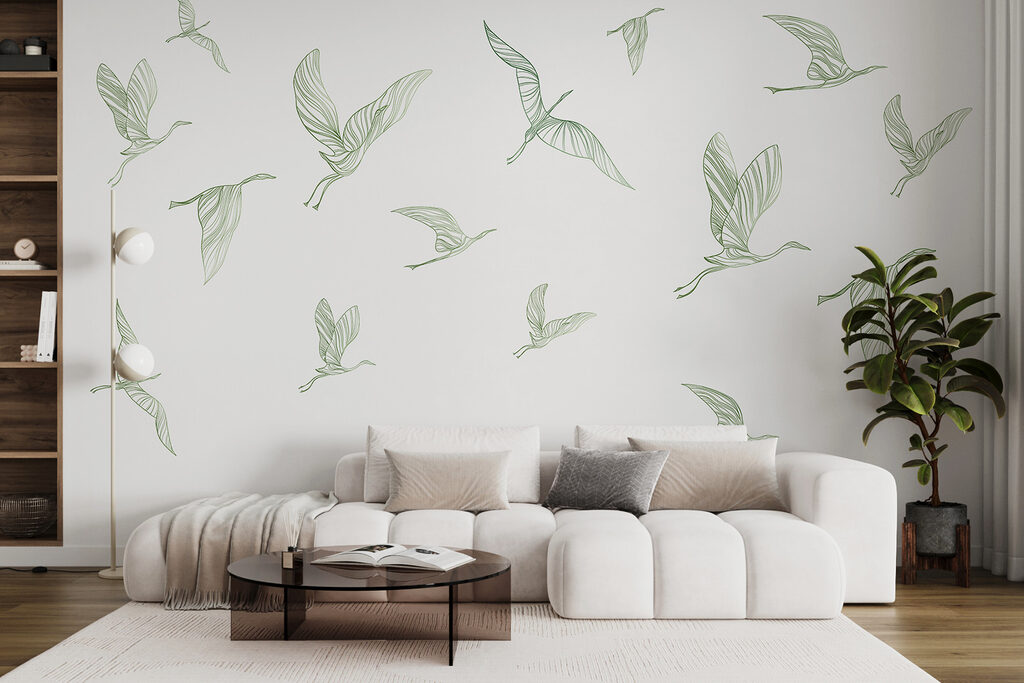Kraanvogels in fijne lijnen — interieur 1