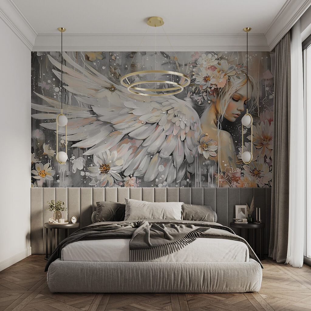 Engel tussen witte bloemen — interieur 1