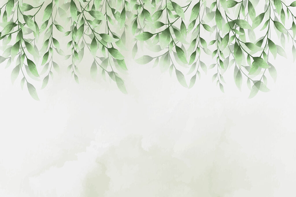 Blaadjes hangen boven nevelwit — volledig ontwerp