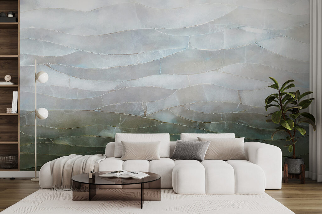 Groene steenlagen, lichte banden — interieur 3
