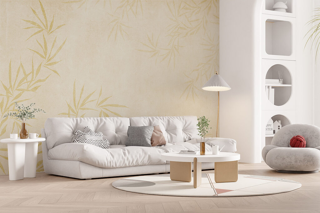 Bamboeblaadjes om een opening — interieur 1