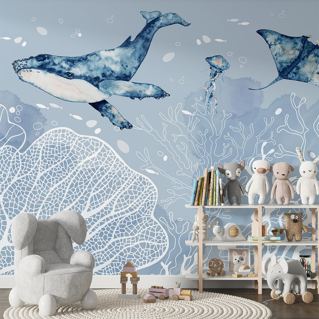 Walvis boven witte koraalcontouren — interieur 3