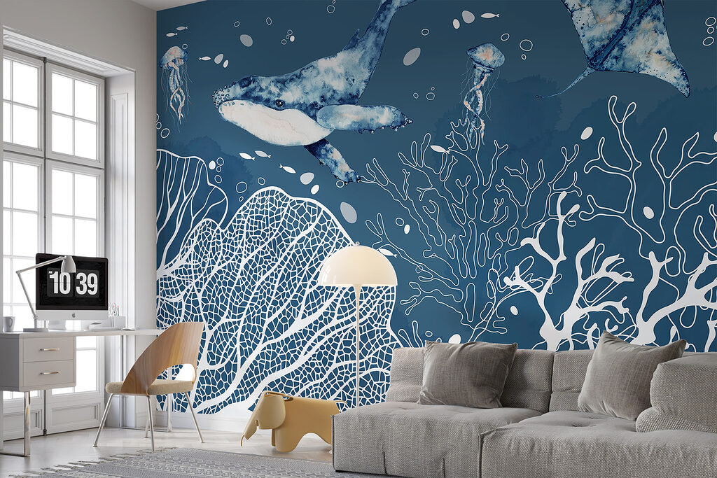 Walvis boven witte koraallijnen — interieur 3