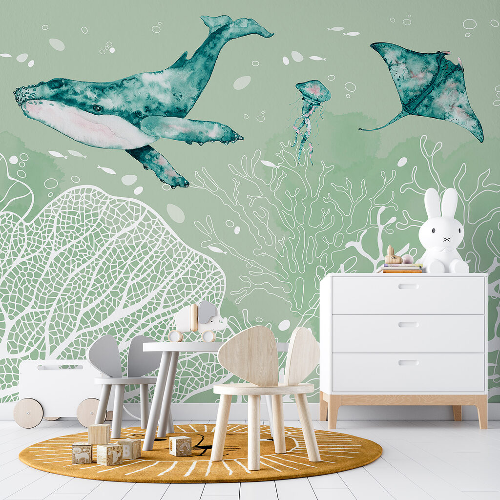Walvis boven witte koraallijnen — interieur 1
