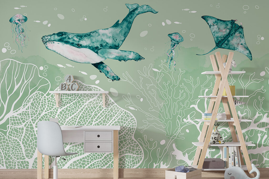 Walvis boven witte koraallijnen — interieur 2