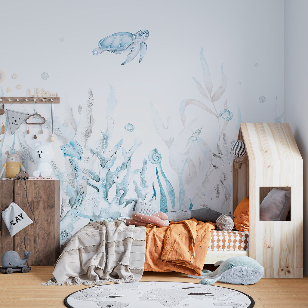 Schildpad boven bleke zeetuin — interieur 2