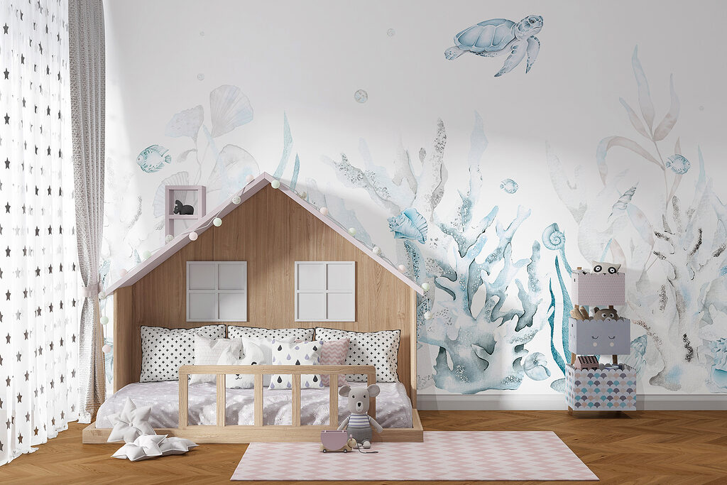 Schildpad boven bleke zeetuin — interieur 3