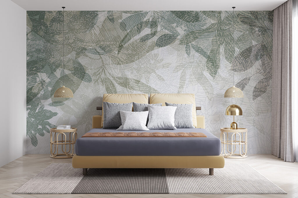 Groene bladtakken bovenaan — interieur 1